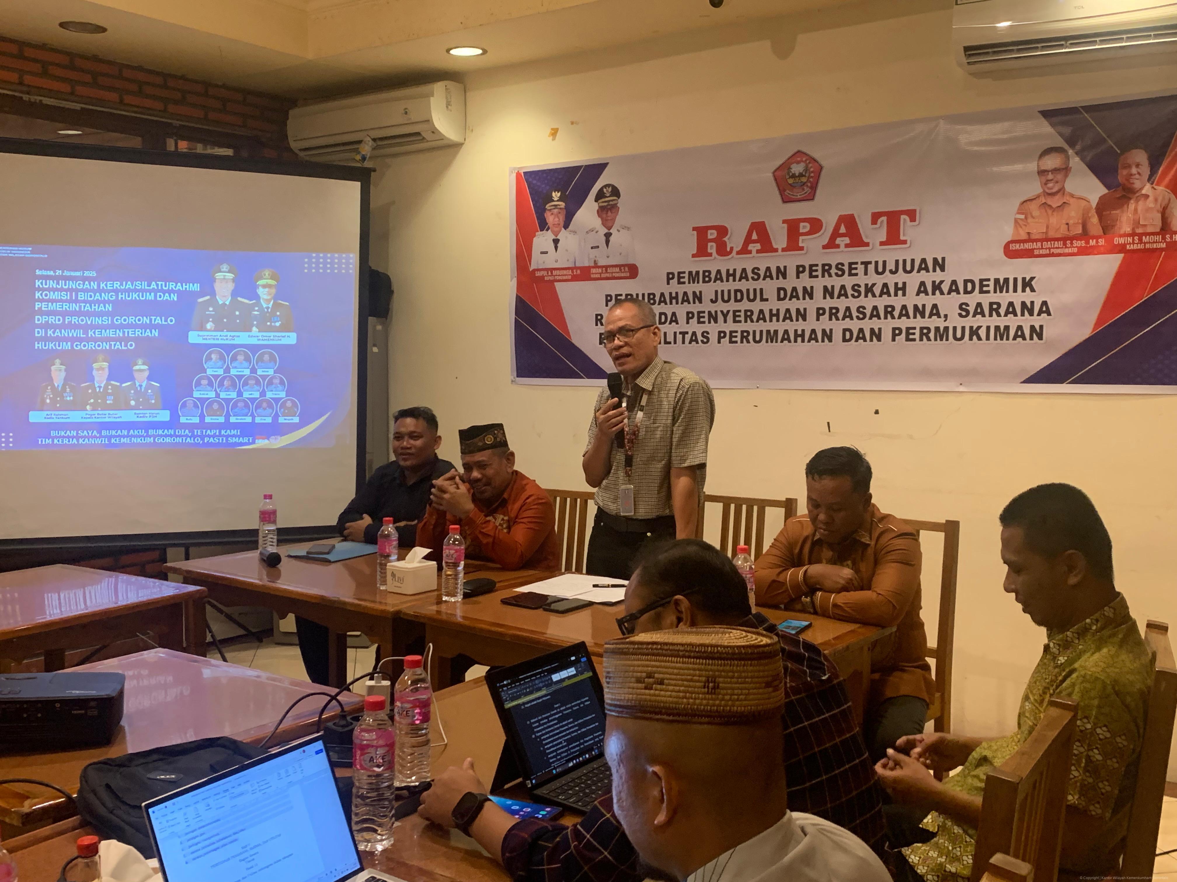 Kolaborasi Tanpa Henti, Kemenkum Gorontalo Harmonisasi Ranperda PSU Perumahan & Permukiman dengan dan DPRD Pohwato